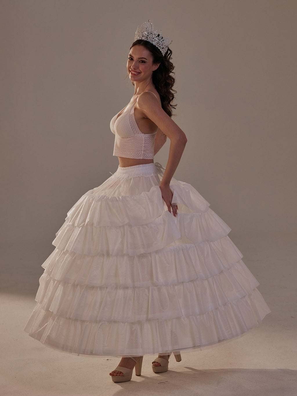 Short Ruffled Layered Hoop Skirt , Quinceañera & Wedding Underskirt - Luzilly Bridal & Apparel