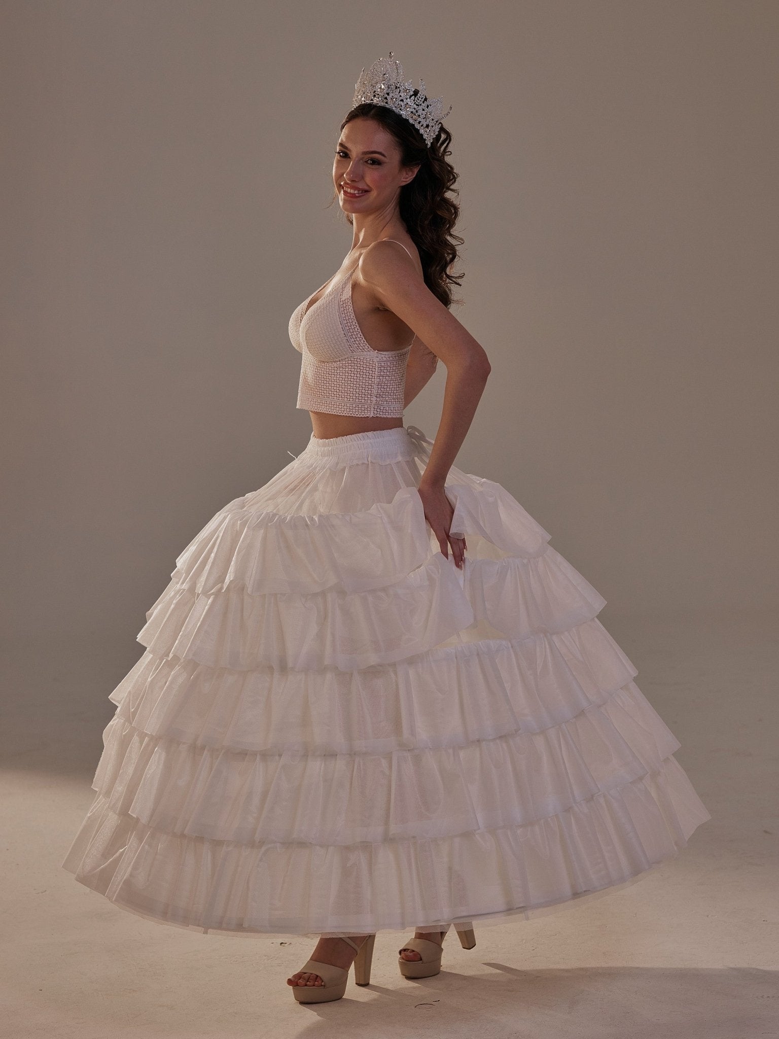Short Ruffled Layered Hoop Skirt , Quinceañera & Wedding Underskirt - Luzilly Bridal & Apparel