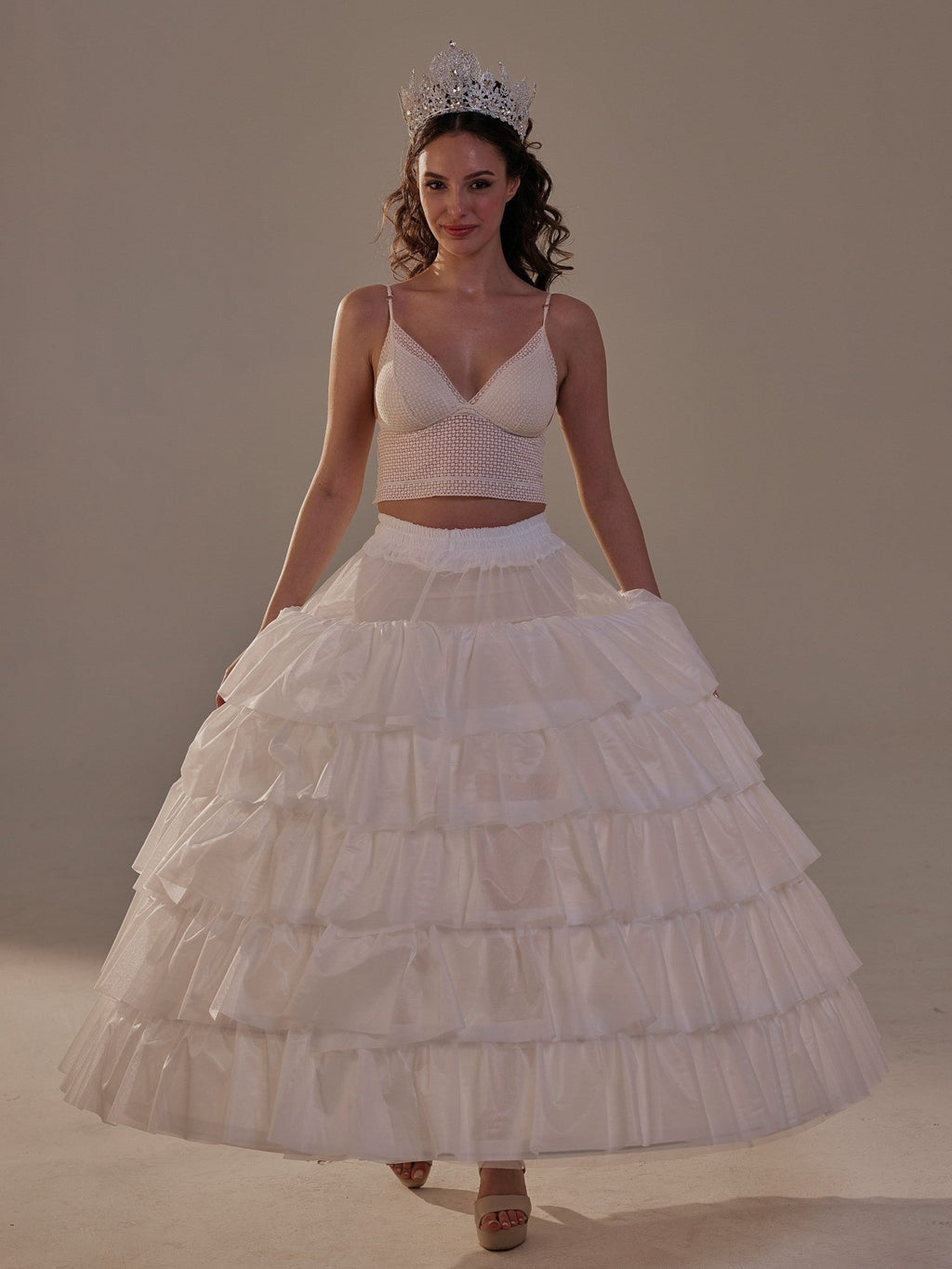 Short Ruffled Layered Hoop Skirt , Quinceañera & Wedding Underskirt - Luzilly Bridal & Apparel