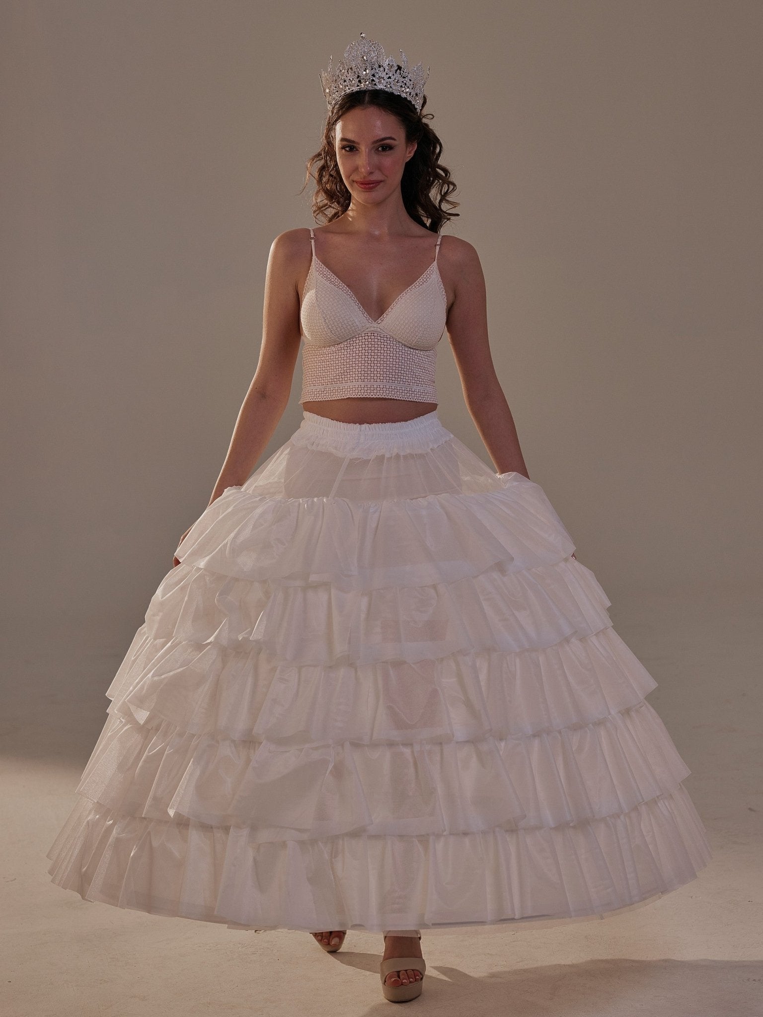 Short Ruffled Layered Hoop Skirt , Quinceañera & Wedding Underskirt - Luzilly Bridal & Apparel