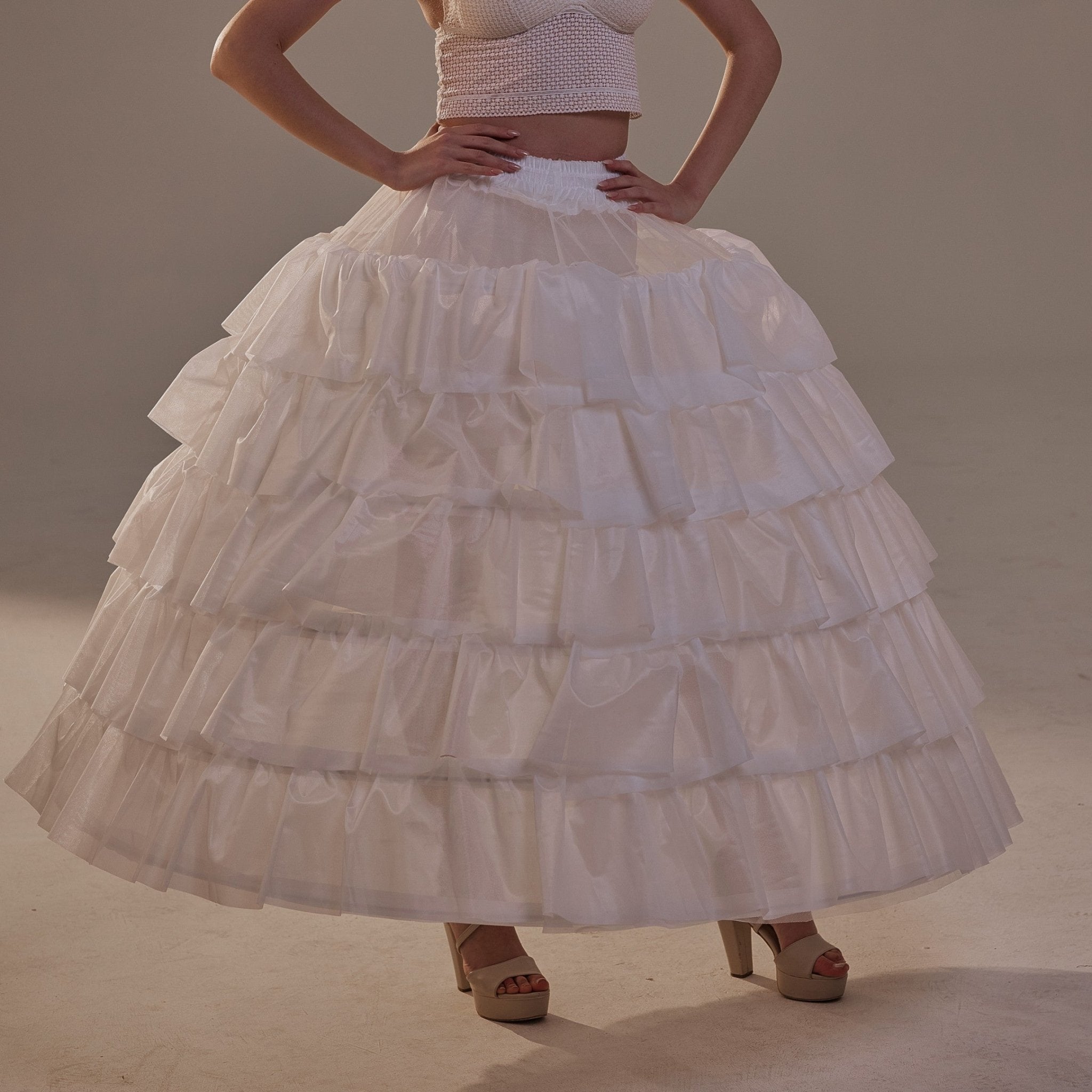 Short Ruffled Layered Hoop Skirt , Quinceañera & Wedding Underskirt - Luzilly Bridal & Apparel