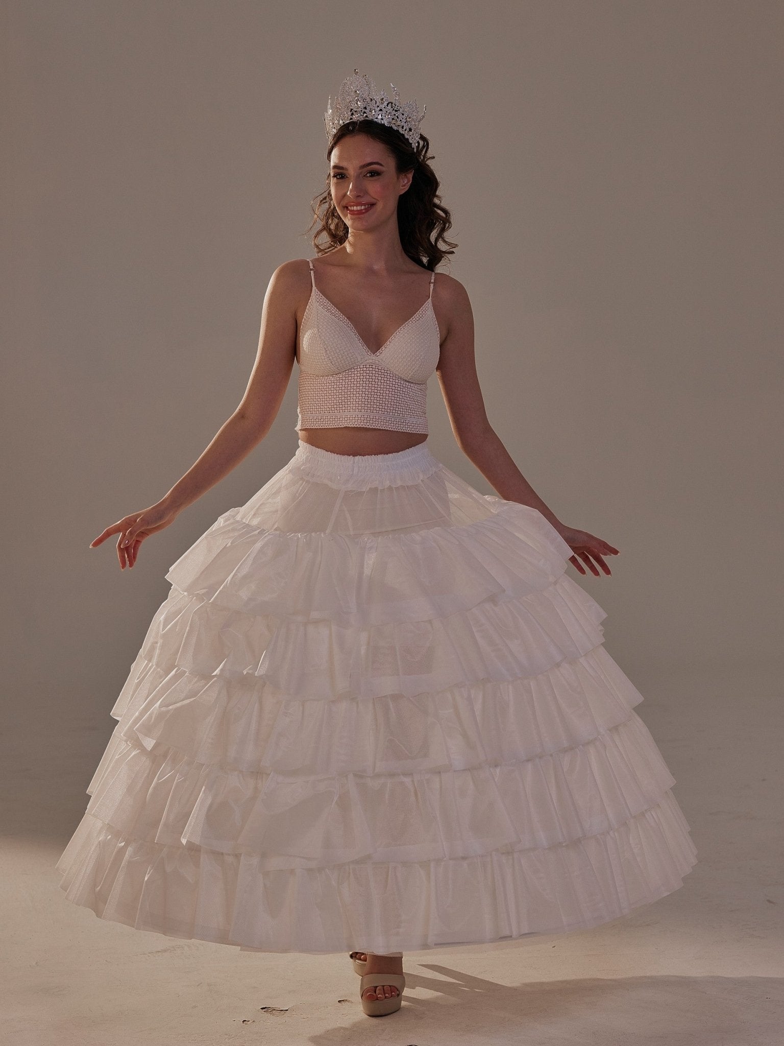 Short Ruffled Layered Hoop Skirt , Quinceañera & Wedding Underskirt - Luzilly Bridal & Apparel