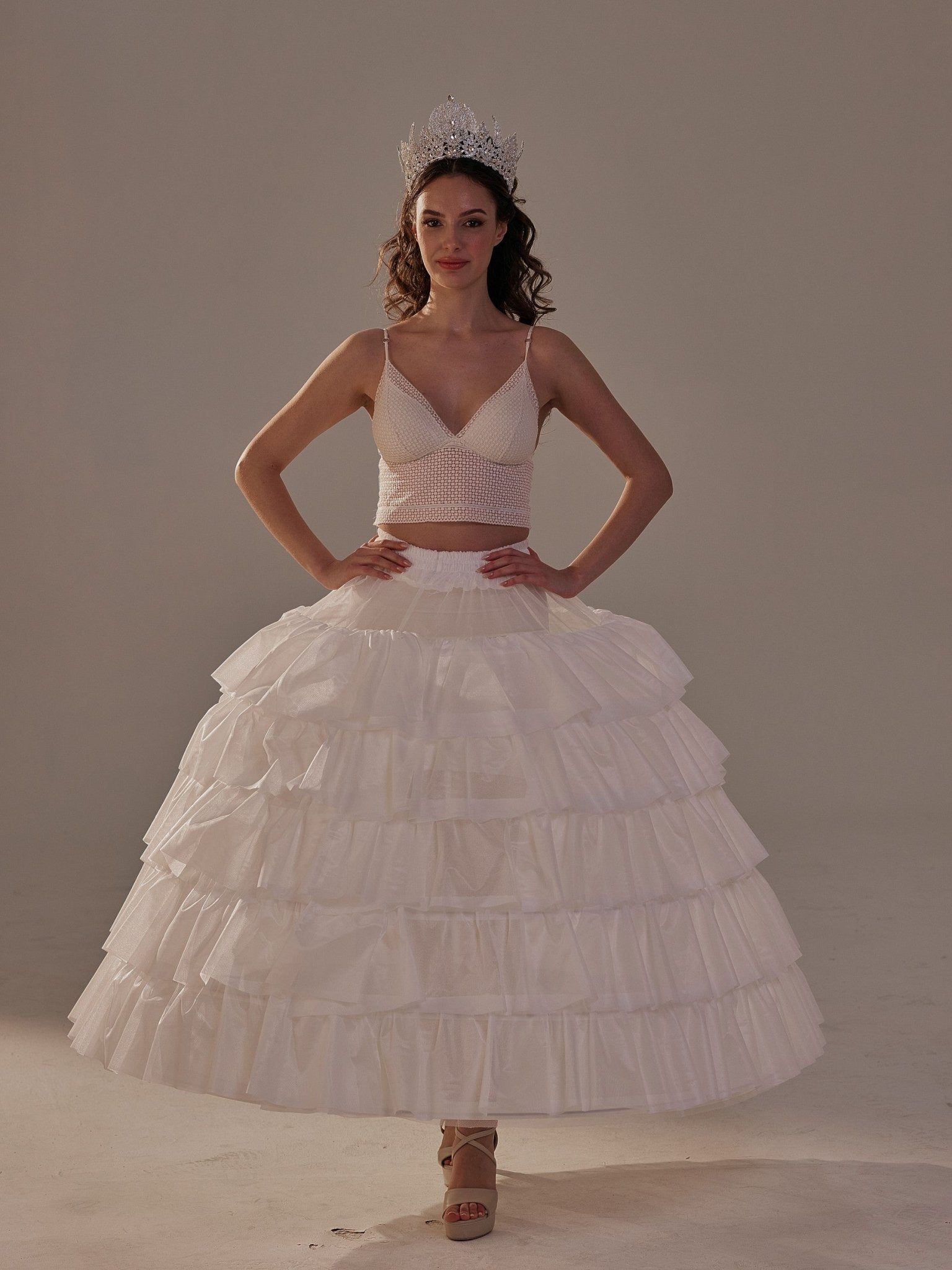 Short Ruffled Layered Hoop Skirt , Quinceañera & Wedding Underskirt - Luzilly Bridal & Apparel