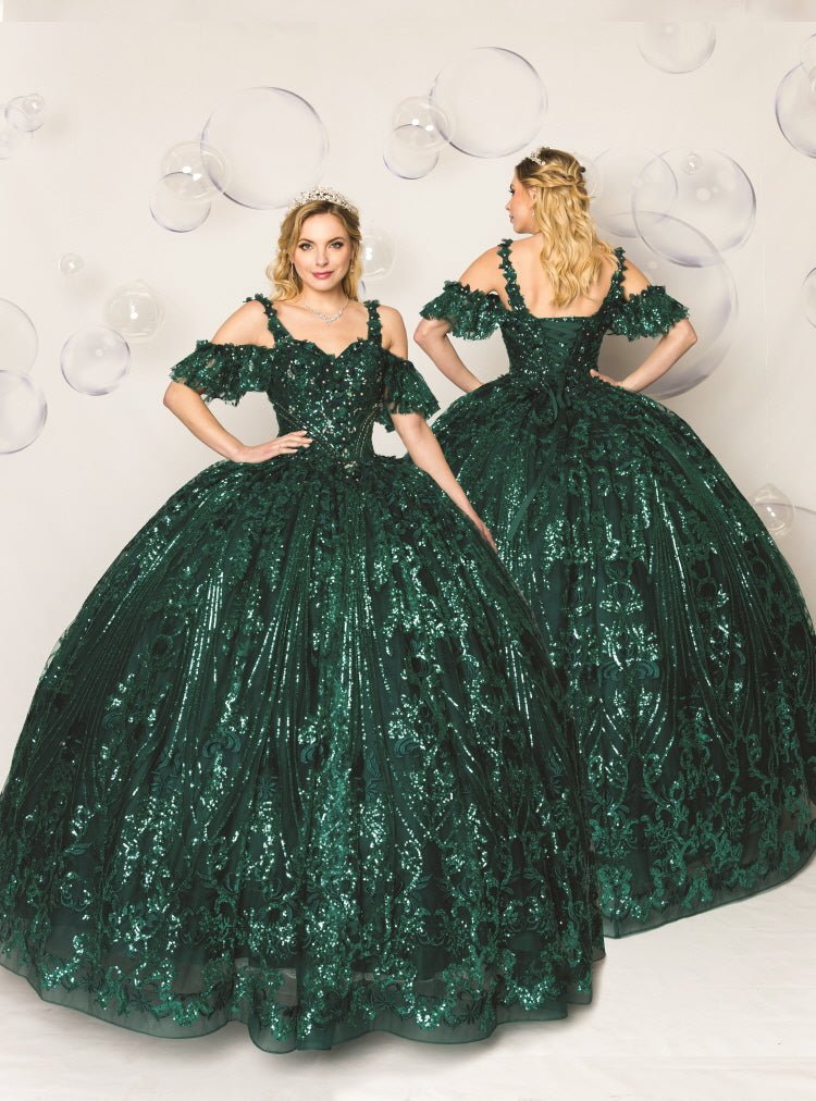 Short-Sleeve Floral Quinceañera Ball Gown - Luzilly Bridal & Apparel