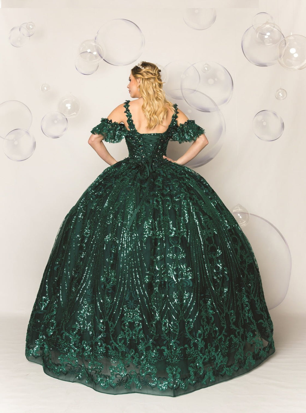 Short-Sleeve Floral Quinceañera Ball Gown - Luzilly Bridal & Apparel