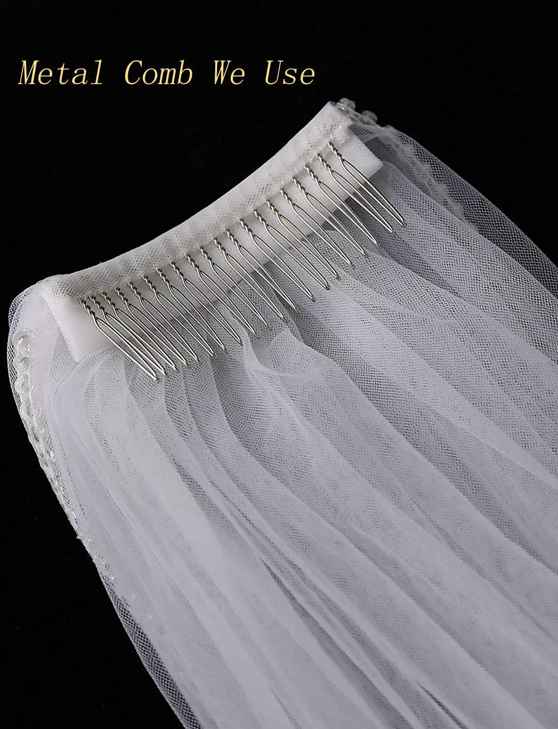 Short Two-Tier Lace Wedding Veil with Comb - Luzilly Bridal & Apparel