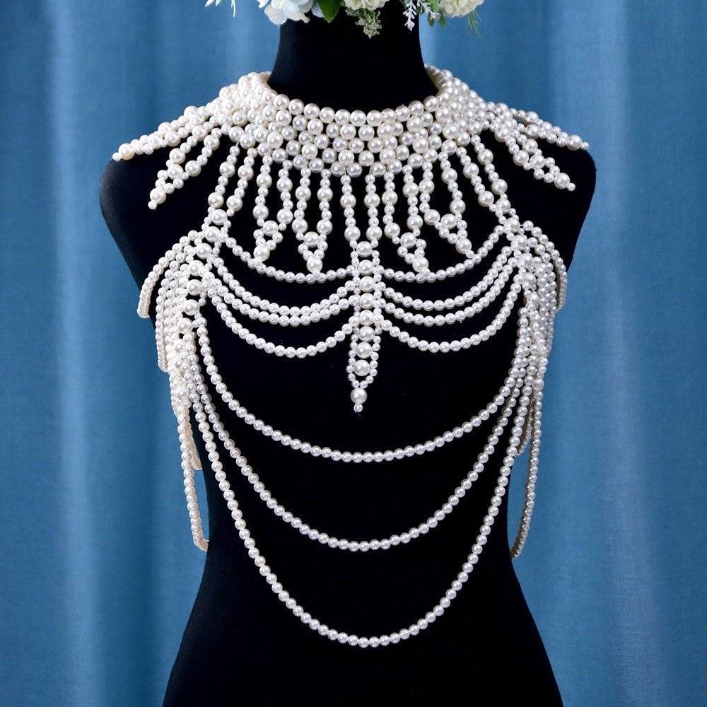 Shoulder Knot Handmade Pearl Shawl Shoulder Chain Bridal Wedding Dress Decoration - Luzilly Bridal & Apparel