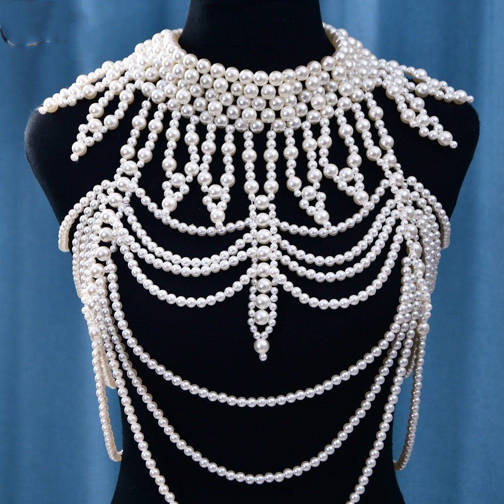 Shoulder Knot Handmade Pearl Shawl Shoulder Chain Bridal Wedding Dress Decoration - Luzilly Bridal & Apparel