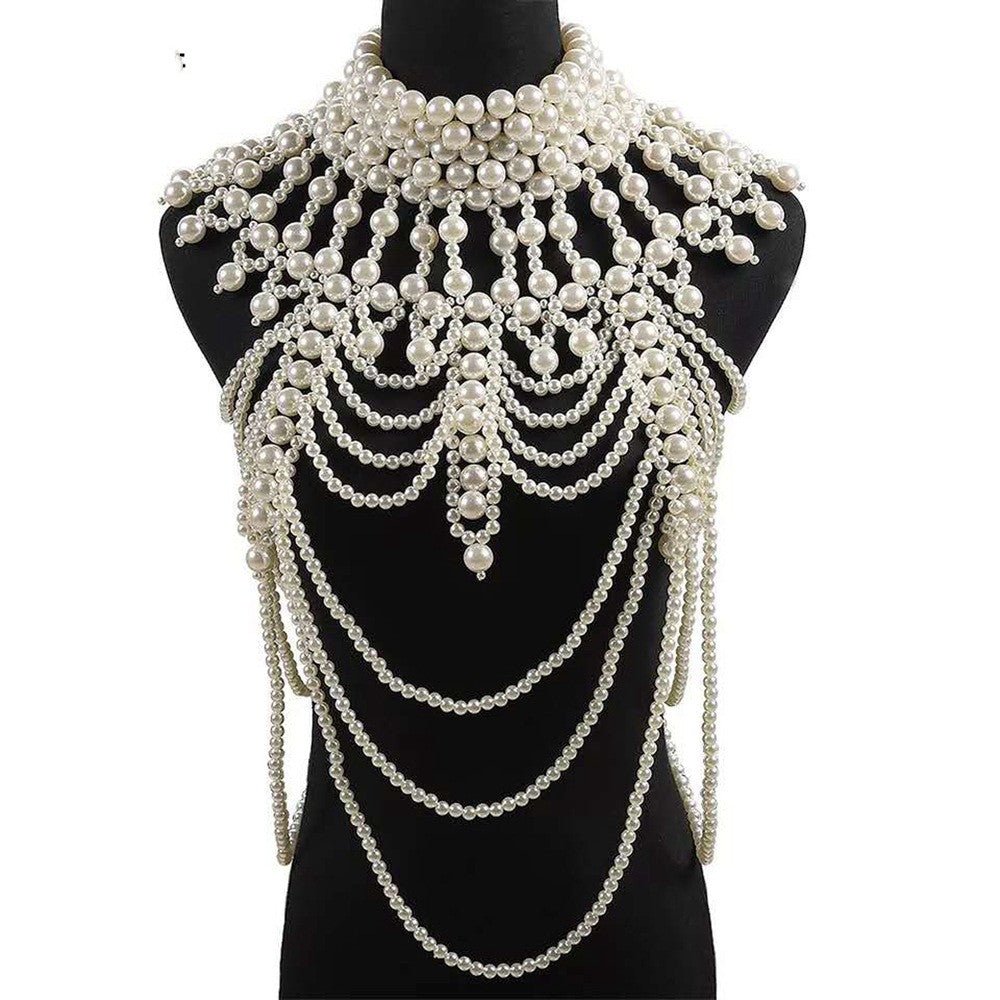 Shoulder Knot Handmade Pearl Shawl Shoulder Chain Bridal Wedding Dress Decoration - Luzilly Bridal & Apparel