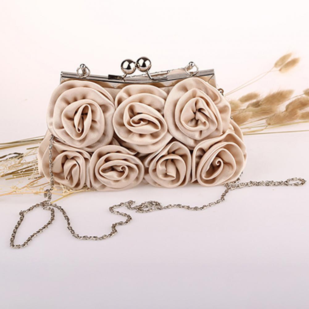Silk Rose Flower Bridal Clutch with Chain - Luzilly Bridal & Apparel