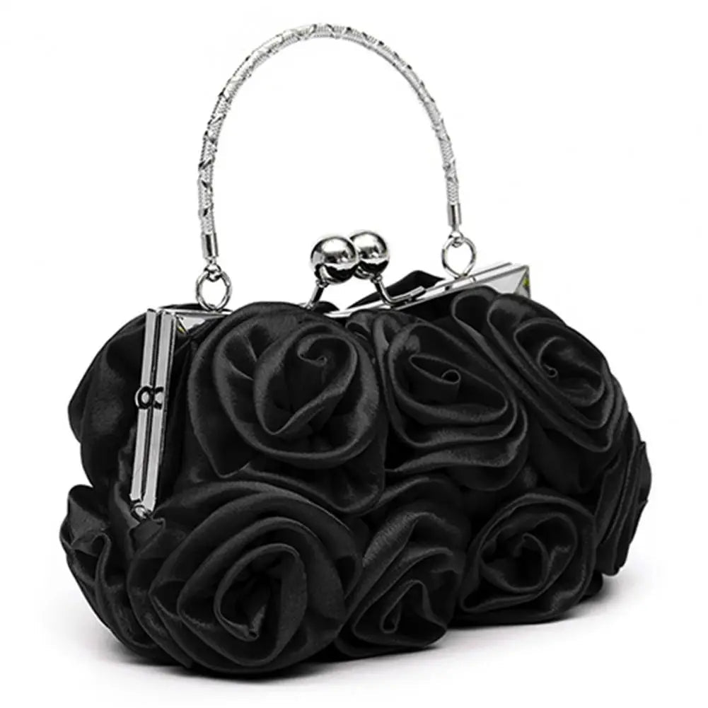 Silk Rose Flower Bridal Clutch with Chain - Luzilly Bridal & Apparel