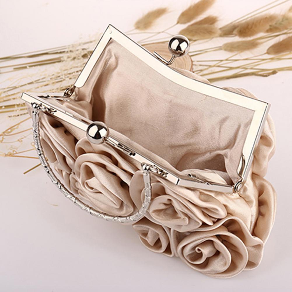 Silk Rose Flower Bridal Clutch with Chain - Luzilly Bridal & Apparel