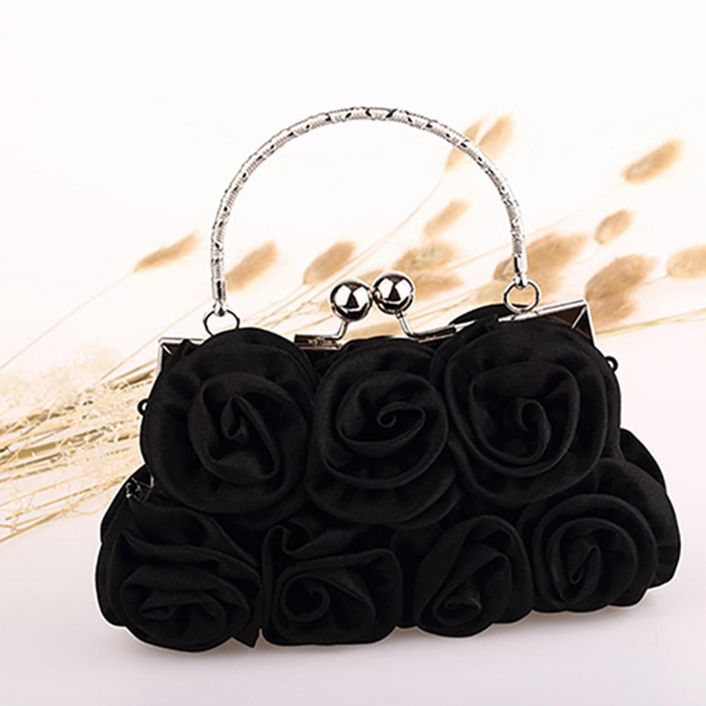Silk Rose Flower Bridal Clutch with Chain - Luzilly Bridal & Apparel