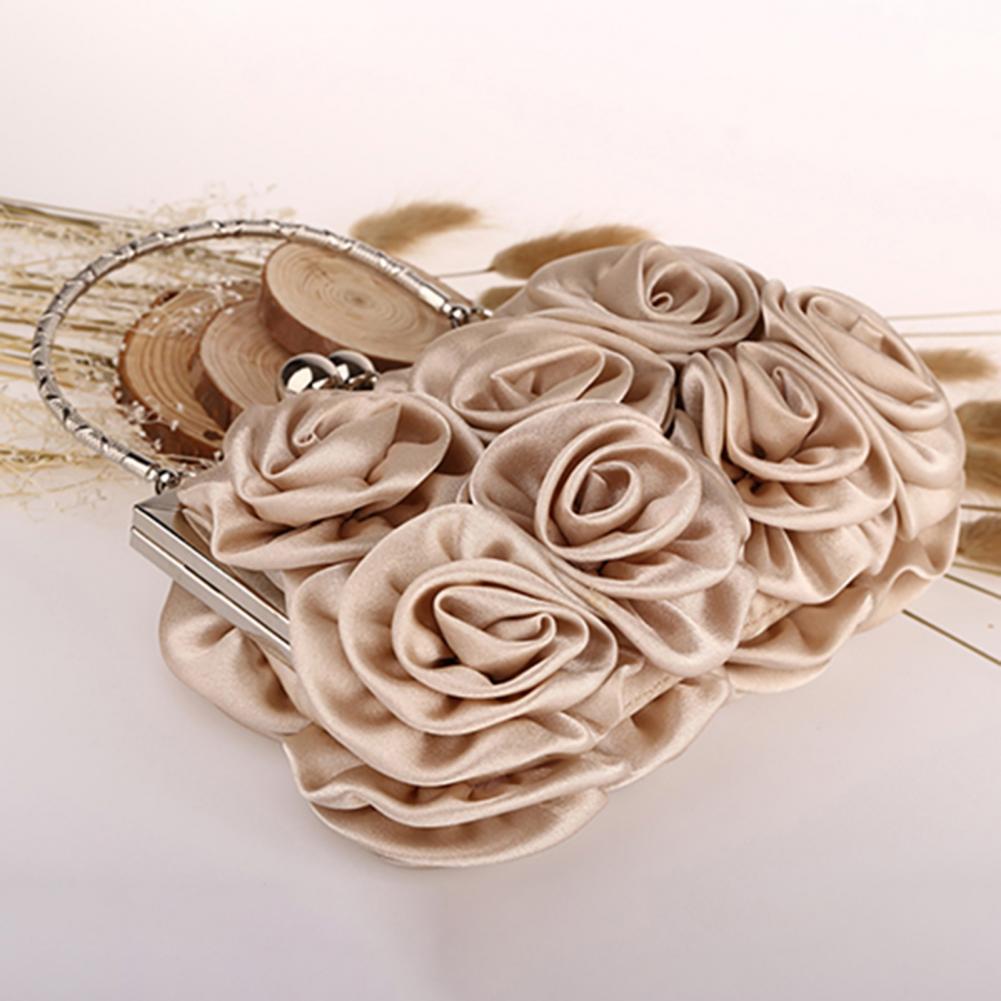 Silk Rose Flower Bridal Clutch with Chain - Luzilly Bridal & Apparel