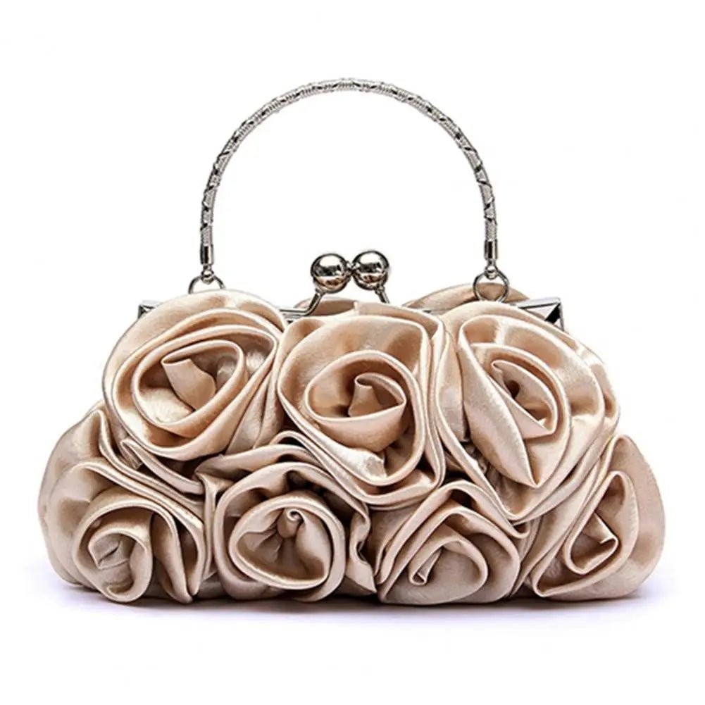 Silk Rose Flower Bridal Clutch with Chain - Luzilly Bridal & Apparel