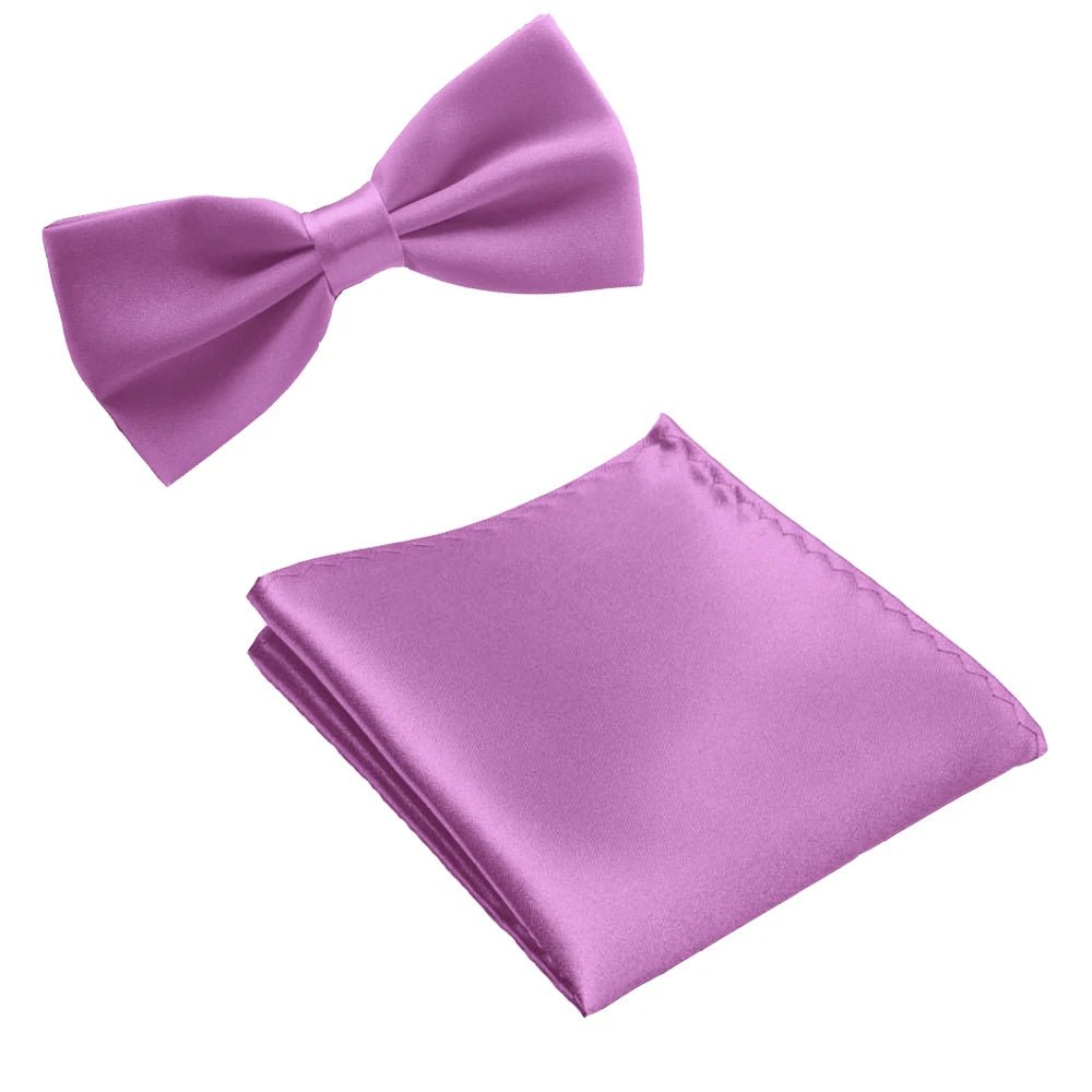 silk Solid Business bowtie men vintage purple carved Fashion Novelty ties black wedding bow tie pocket square handkerchief set - Luzilly Bridal & Apparel