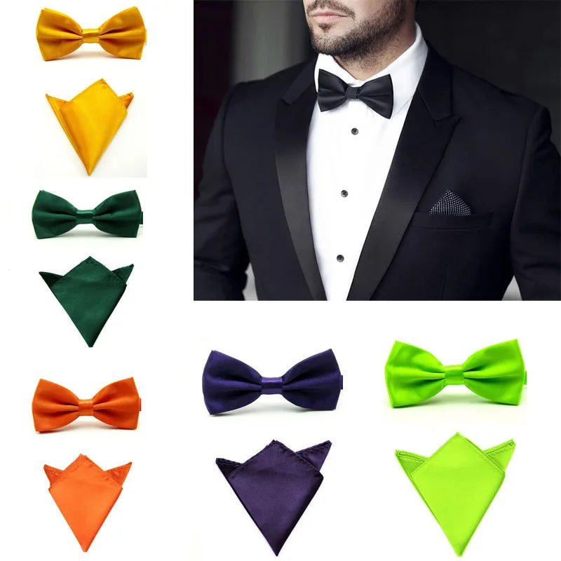 silk Solid Business bowtie men vintage purple carved Fashion Novelty ties black wedding bow tie pocket square handkerchief set - Luzilly Bridal & Apparel