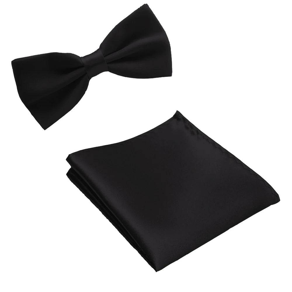 silk Solid Business bowtie men vintage purple carved Fashion Novelty ties black wedding bow tie pocket square handkerchief set - Luzilly Bridal & Apparel