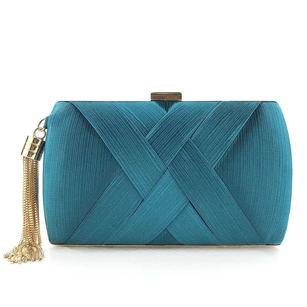 Silk Tassel Evening Clutch with Chain Strap - Luzilly Bridal & Apparel