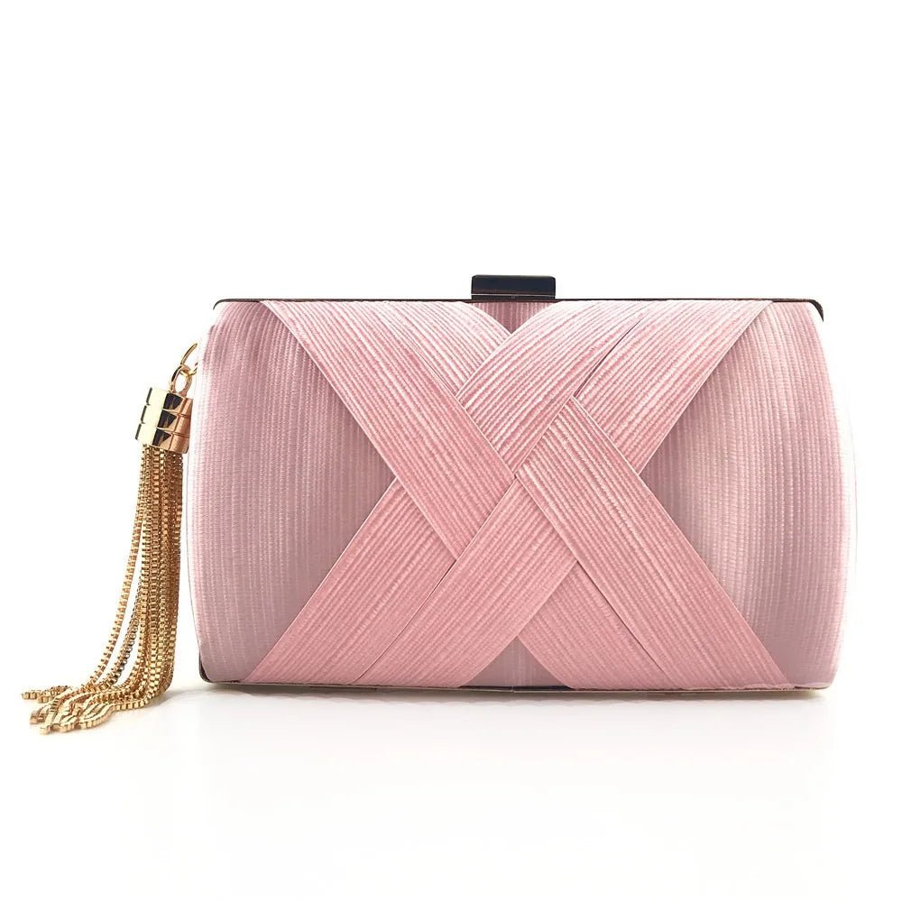 Silk Tassel Evening Clutch with Chain Strap - Luzilly Bridal & Apparel