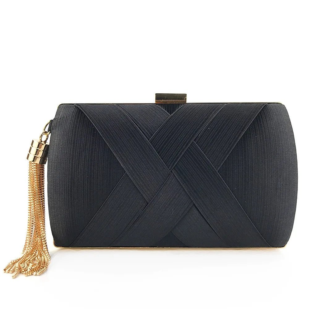 Silk Tassel Evening Clutch with Chain Strap - Luzilly Bridal & Apparel