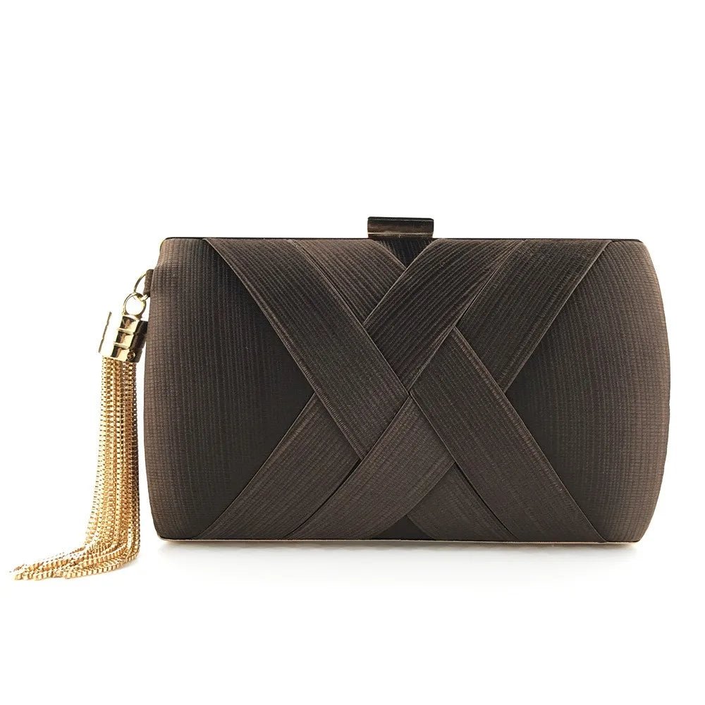 Silk Tassel Evening Clutch with Chain Strap - Luzilly Bridal & Apparel