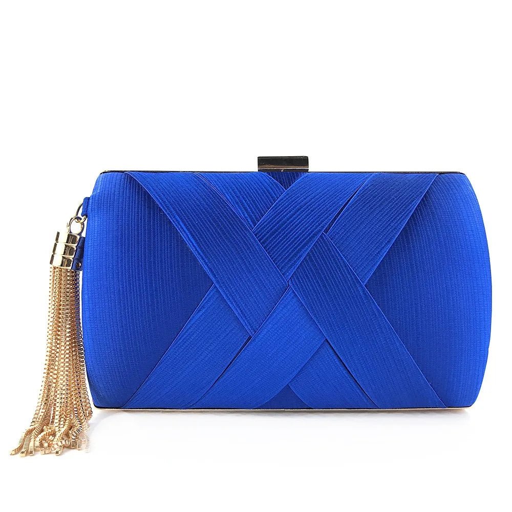Silk Tassel Evening Clutch with Chain Strap - Luzilly Bridal & Apparel