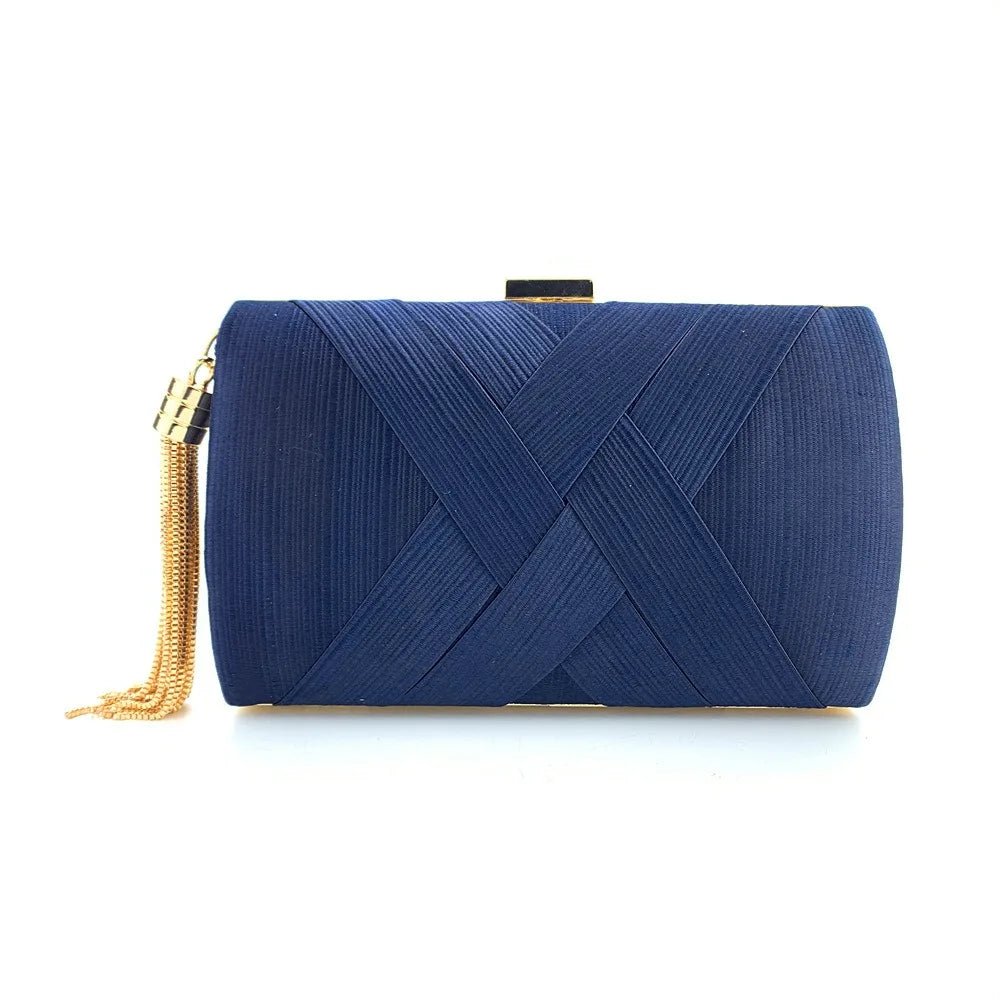 Silk Tassel Evening Clutch with Chain Strap - Luzilly Bridal & Apparel