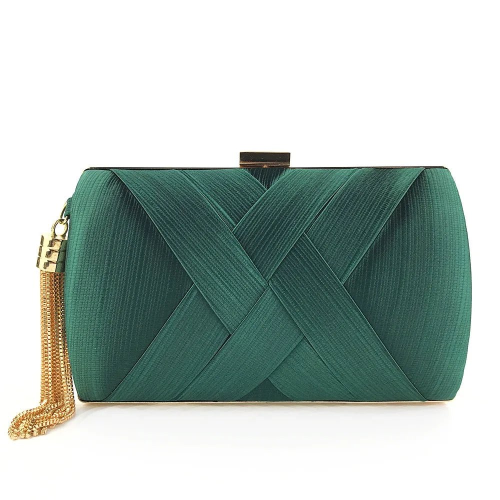 Silk Tassel Evening Clutch with Chain Strap - Luzilly Bridal & Apparel