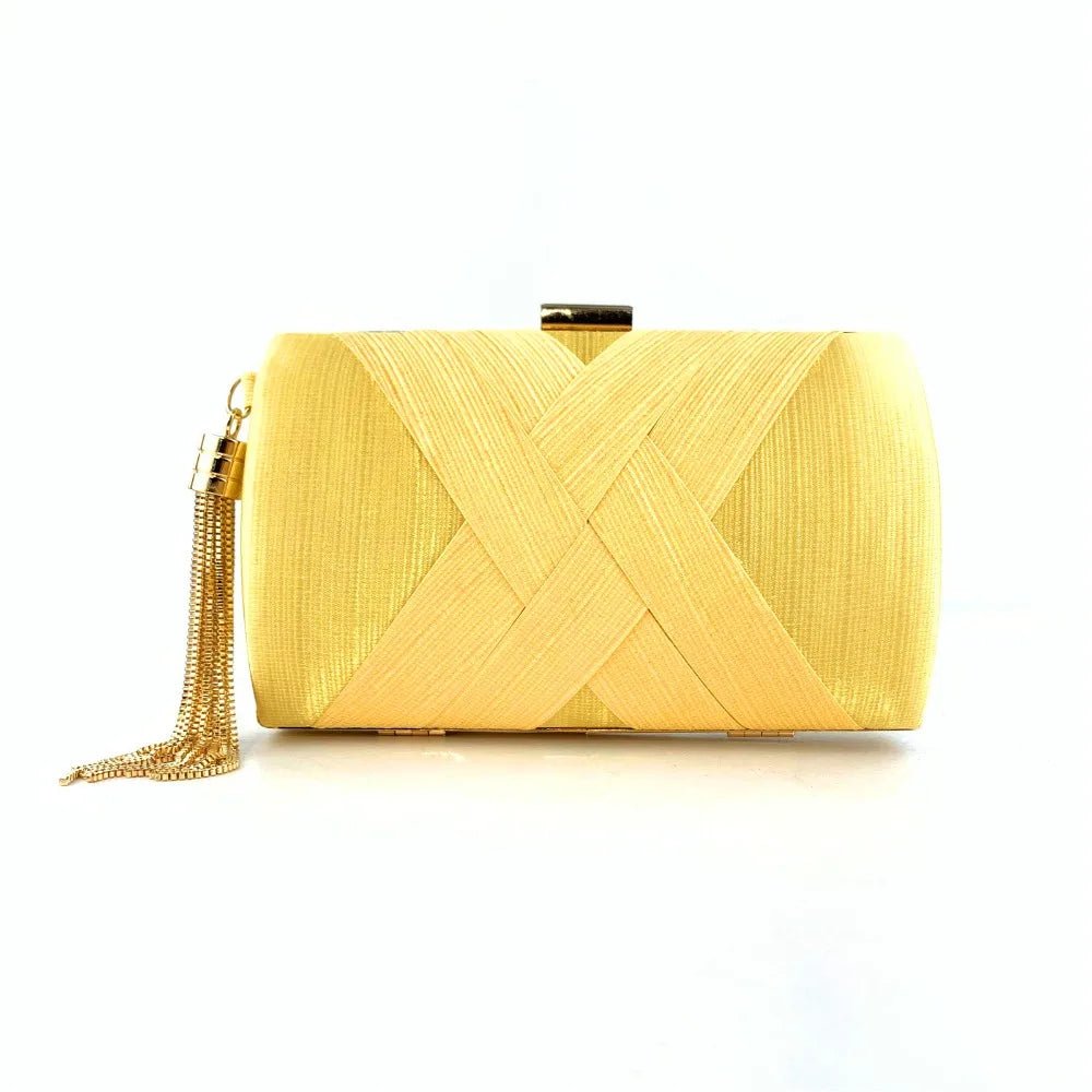 Silk Tassel Evening Clutch with Chain Strap - Luzilly Bridal & Apparel