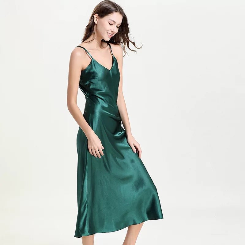 Silky Elegant Night Dress long Slips Multicolors - Tea length - Luzilly Bridal & Apparel