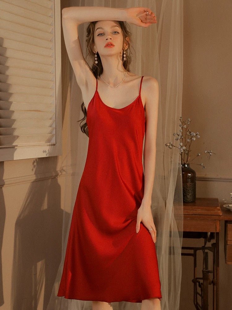 Silky Elegant Night Dress Slips Multicolors - Knee Lengh - Luzilly Bridal & Apparel
