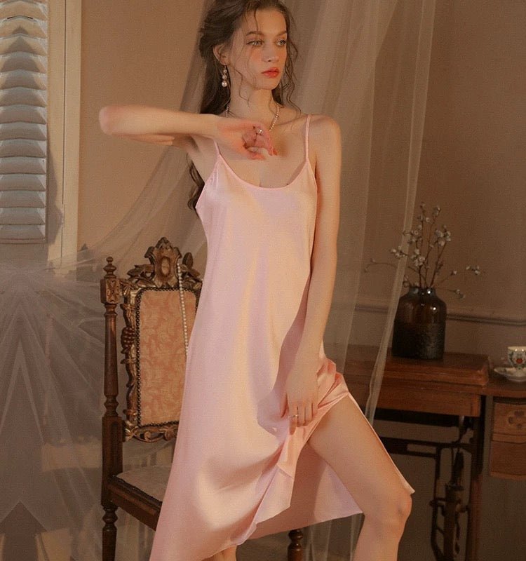Silky Elegant Night Dress Slips Multicolors - Knee Lengh - Luzilly Bridal & Apparel