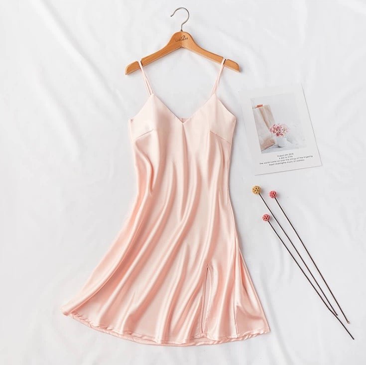 Silky Elegant Night Dress Slips Multicolors - Short - Luzilly Bridal & Apparel