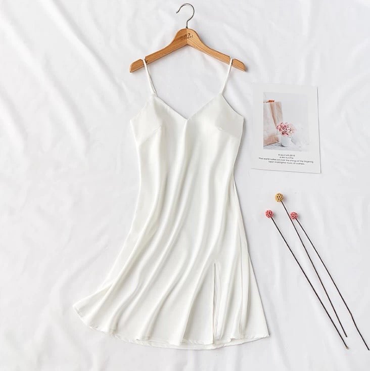Silky Elegant Night Dress Slips Multicolors - Short - Luzilly Bridal & Apparel