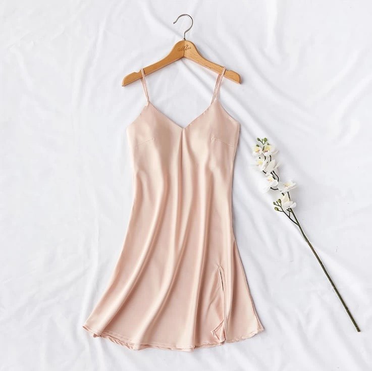 Silky Elegant Night Dress Slips Multicolors - Short - Luzilly Bridal & Apparel