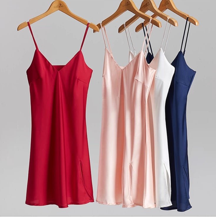 Silky Elegant Night Dress Slips Multicolors - Short - Luzilly Bridal & Apparel