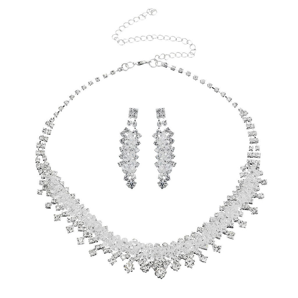 Silver Bridal Necklace Set - Luzilly Bridal & Apparel