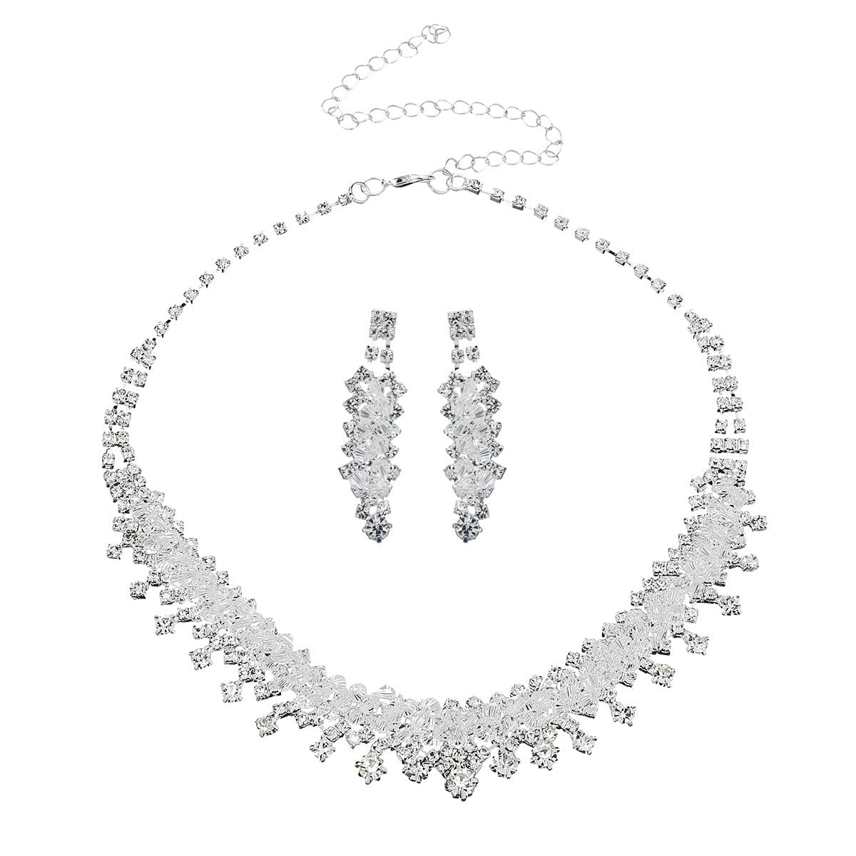 Silver Bridal Necklace Set - Luzilly Bridal & Apparel