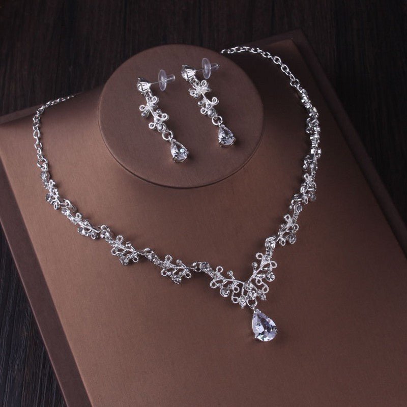 Silver Crystal Drop Bridal Jewelry Set - Luzilly Bridal & Apparel