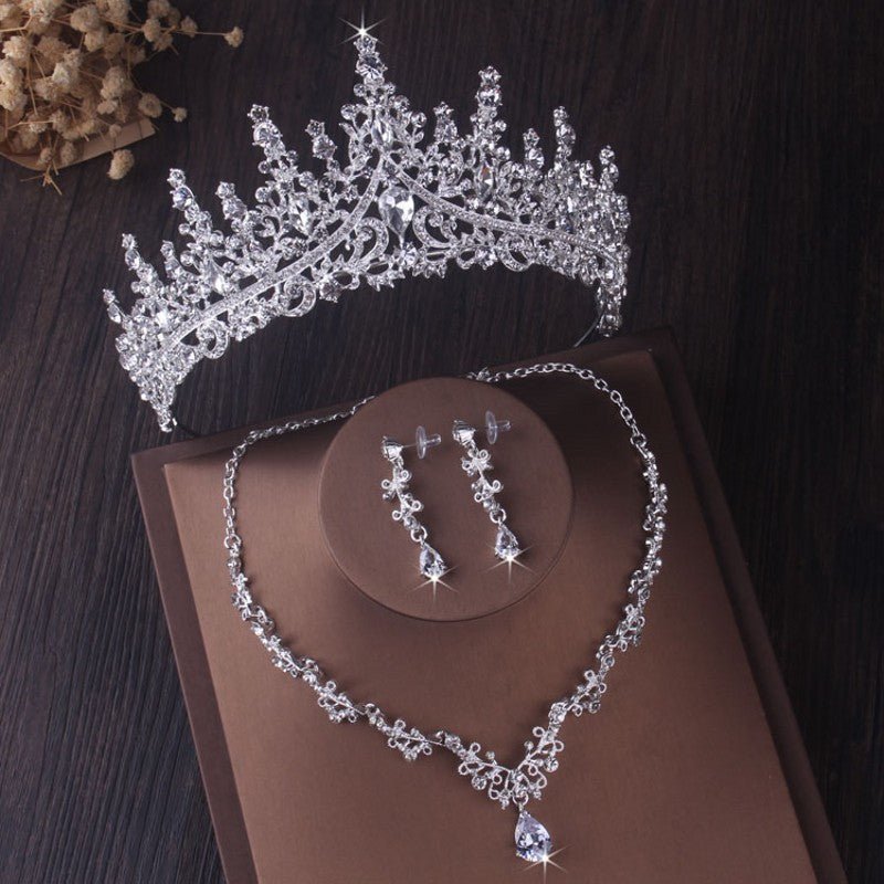 Silver Crystal Drop Bridal Jewelry Set - Luzilly Bridal & Apparel