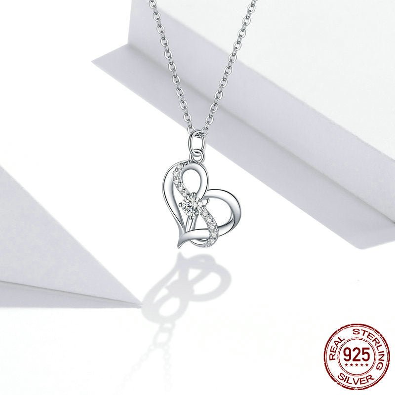 Silver S925 Necklace Women's Heart-Shaped Pendant Jewelry - Luzilly Bridal & Apparel