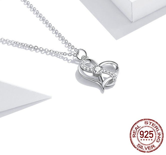 Silver S925 Necklace Women's Heart-Shaped Pendant Jewelry - Luzilly Bridal & Apparel