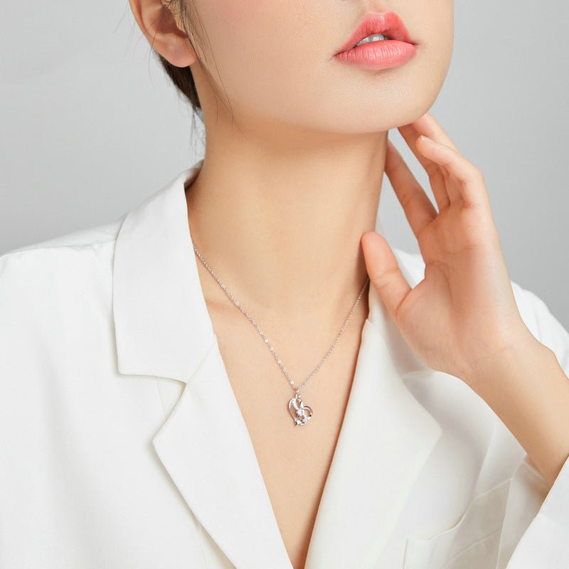 Silver S925 Necklace Women's Heart-Shaped Pendant Jewelry - Luzilly Bridal & Apparel
