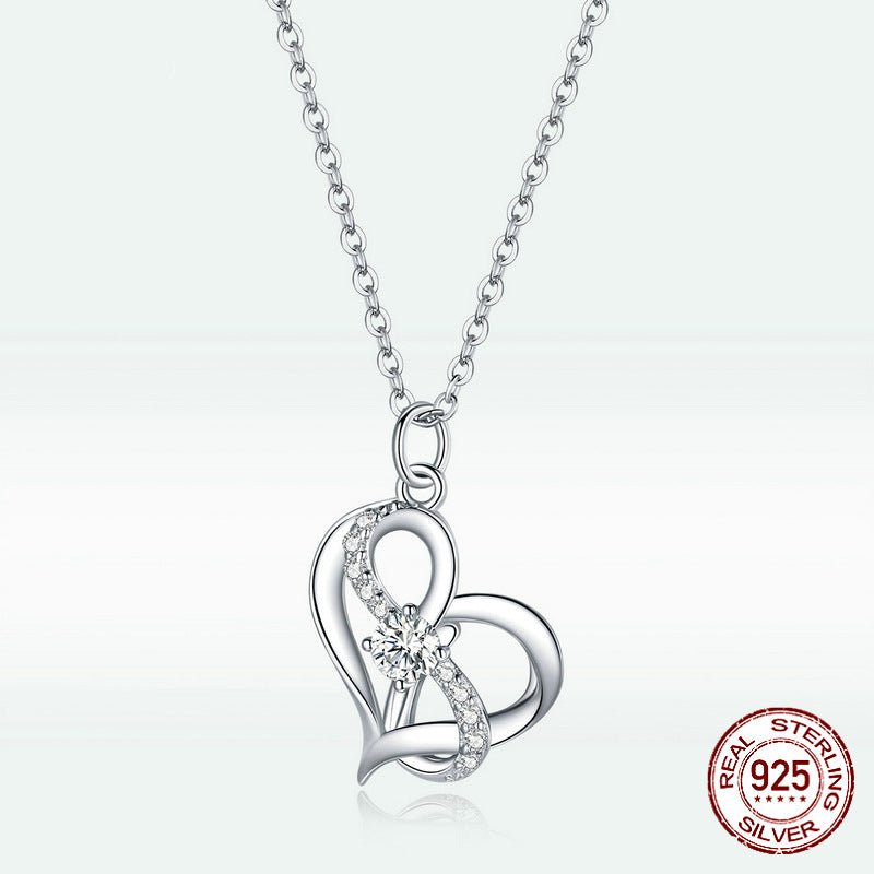 Silver S925 Necklace Women's Heart-Shaped Pendant Jewelry - Luzilly Bridal & Apparel