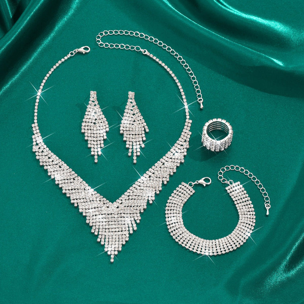 Silver-Tone Bridal Jewelry Set - Luzilly Bridal & Apparel
