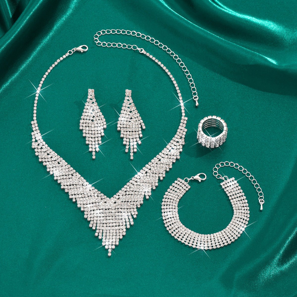 Silver-Tone Bridal Jewelry Set - Luzilly Bridal & Apparel