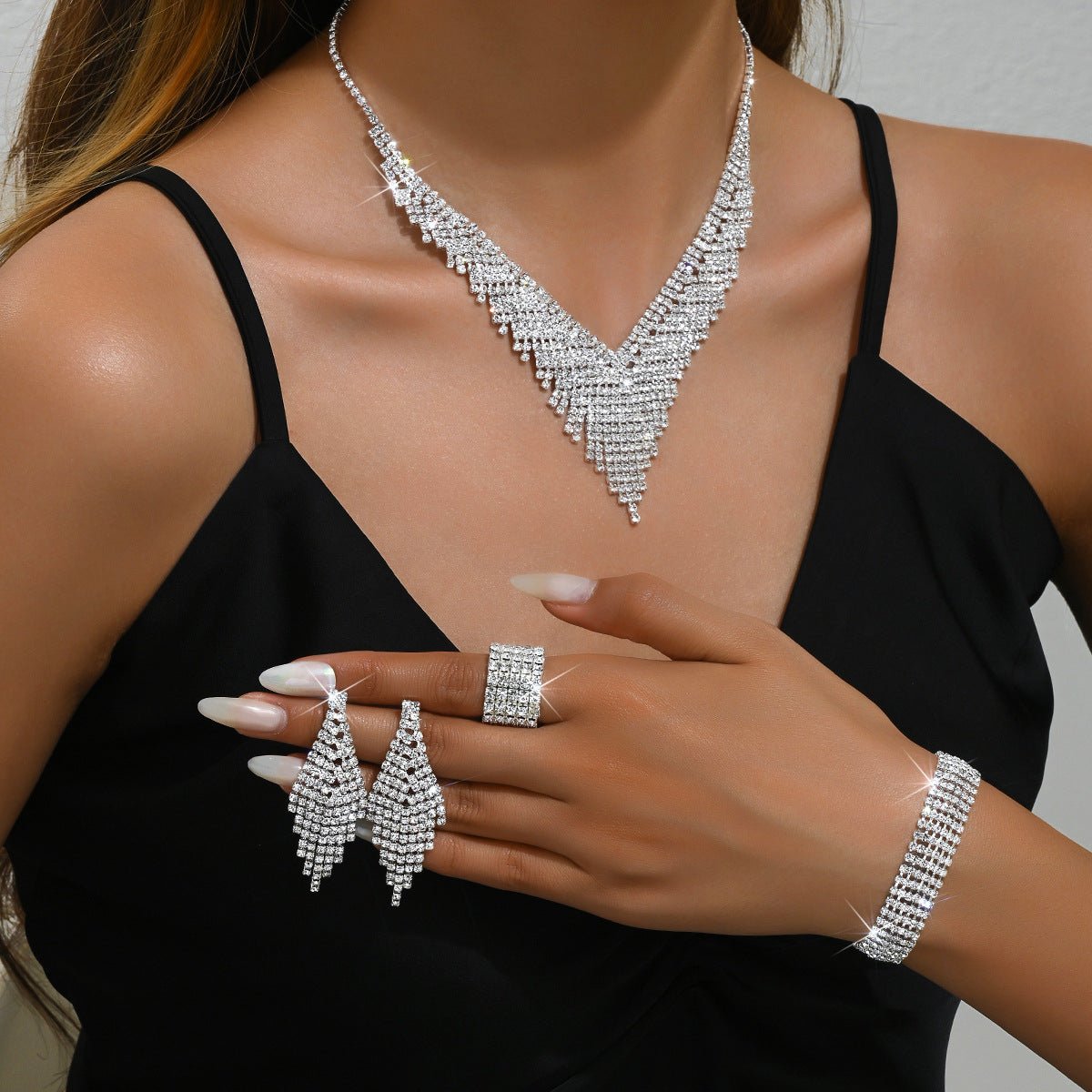 Silver-Tone Bridal Jewelry Set - Luzilly Bridal & Apparel