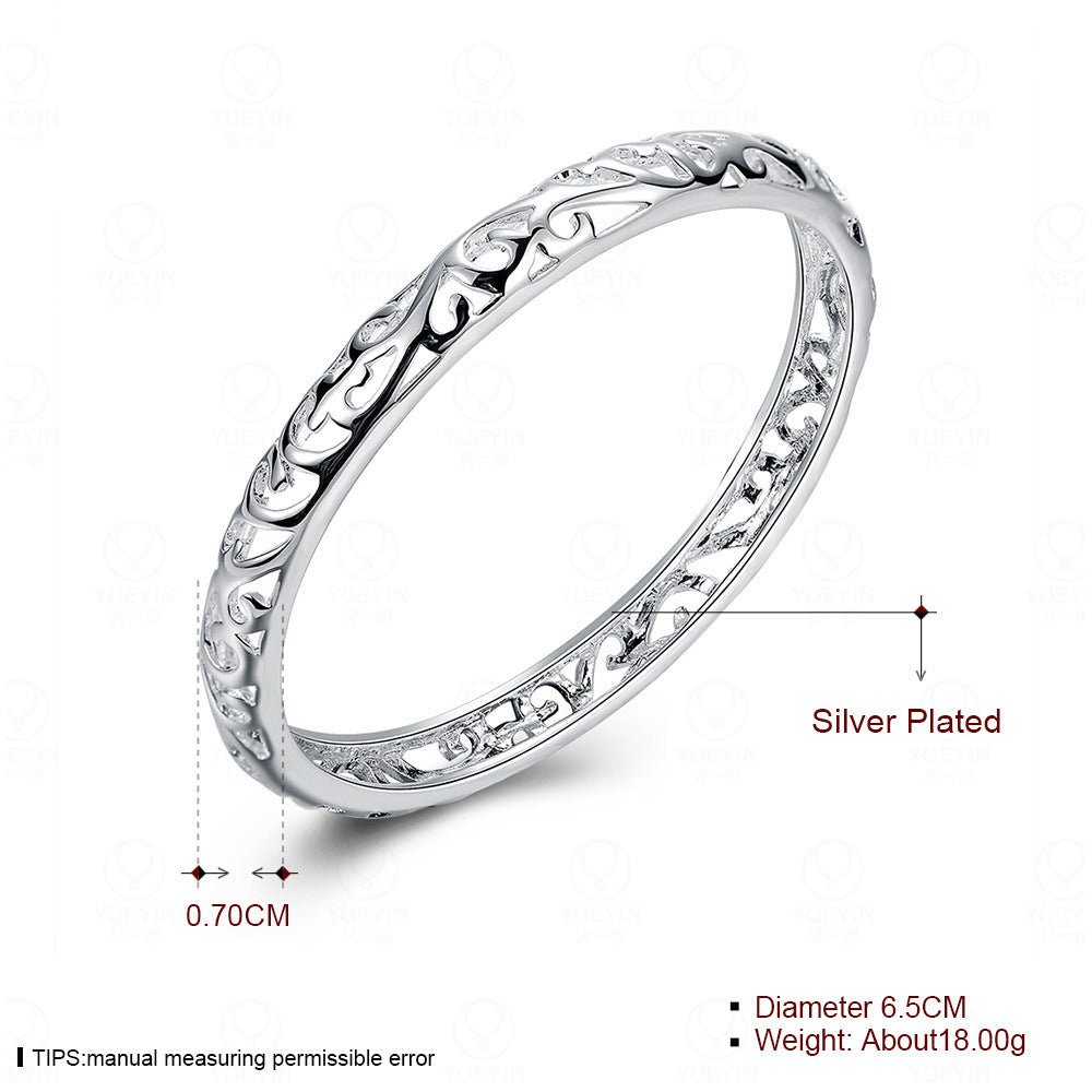 Silver-Tone Hollow Flower Bracelet - Luzilly Bridal & Apparel