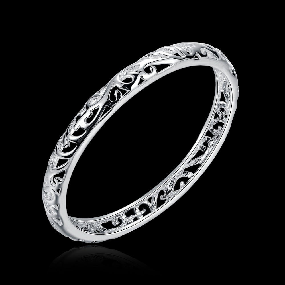 Silver-Tone Hollow Flower Bracelet - Luzilly Bridal & Apparel